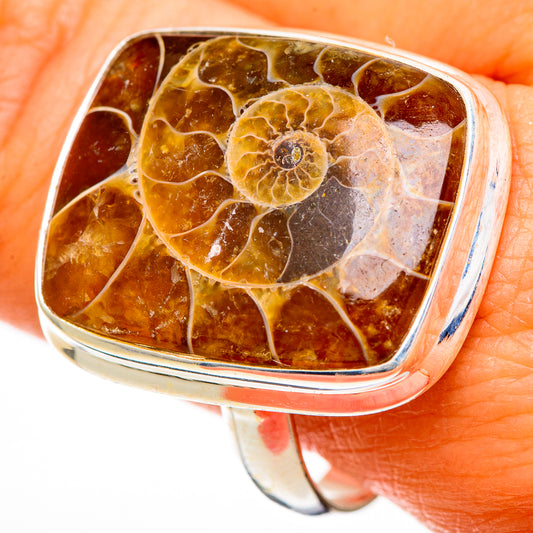 Ammonite Fossil Rings handcrafted by Ana Silver Co - RING110931