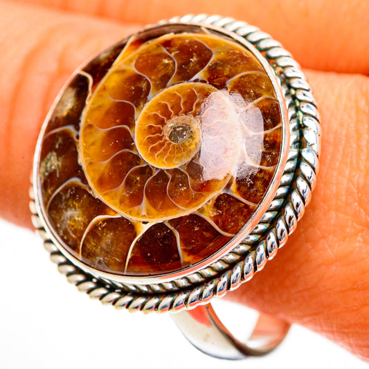 Ammonite Fossil Rings handcrafted by Ana Silver Co - RING110975