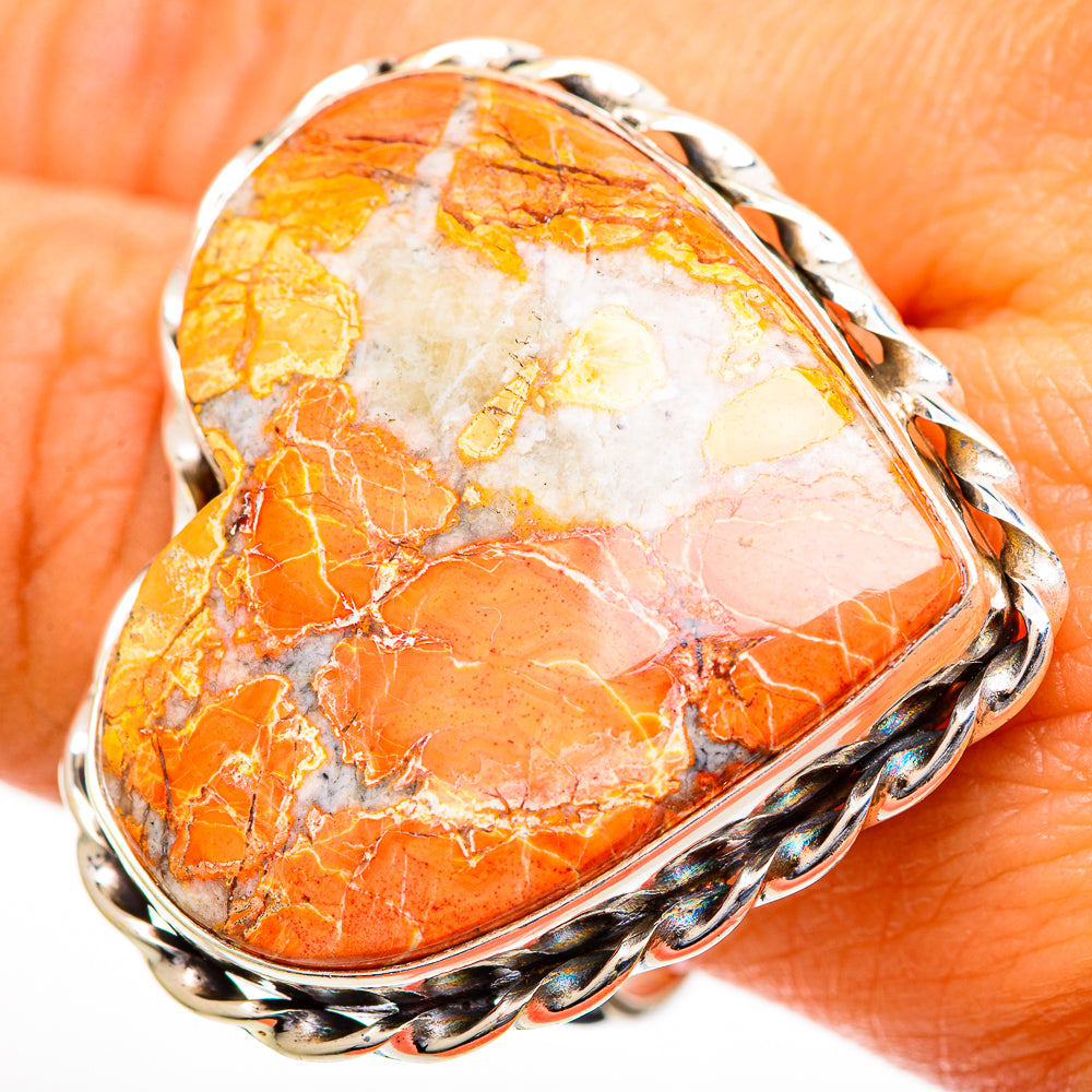 Orange Copper Composite Turquoise Rings handcrafted by Ana Silver Co - RING110979