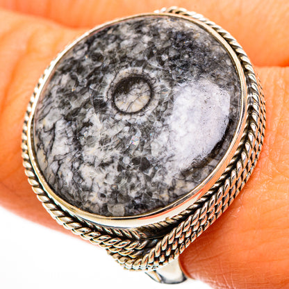 Moroccan Goniatite Fossil Rings handcrafted by Ana Silver Co - RING111047