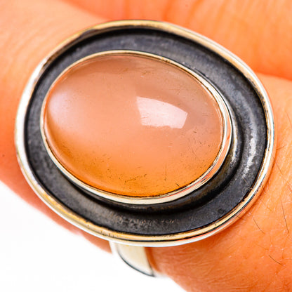Peach Moonstone Rings handcrafted by Ana Silver Co - RING111062