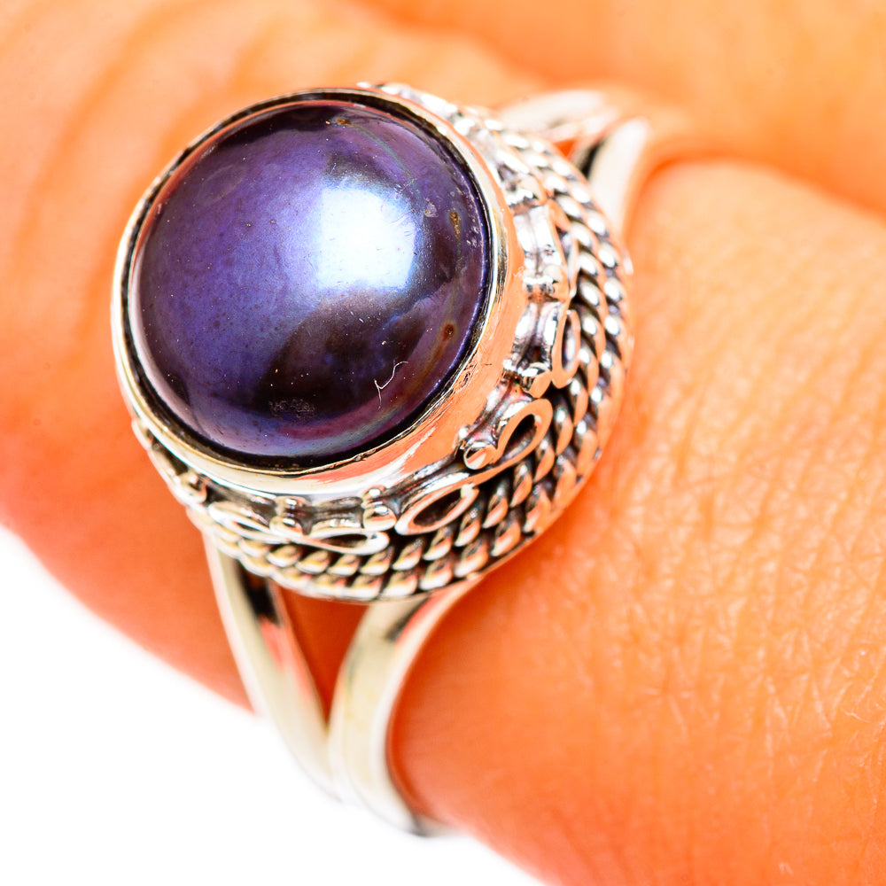 Titanium Pearl Rings handcrafted by Ana Silver Co - RING111068