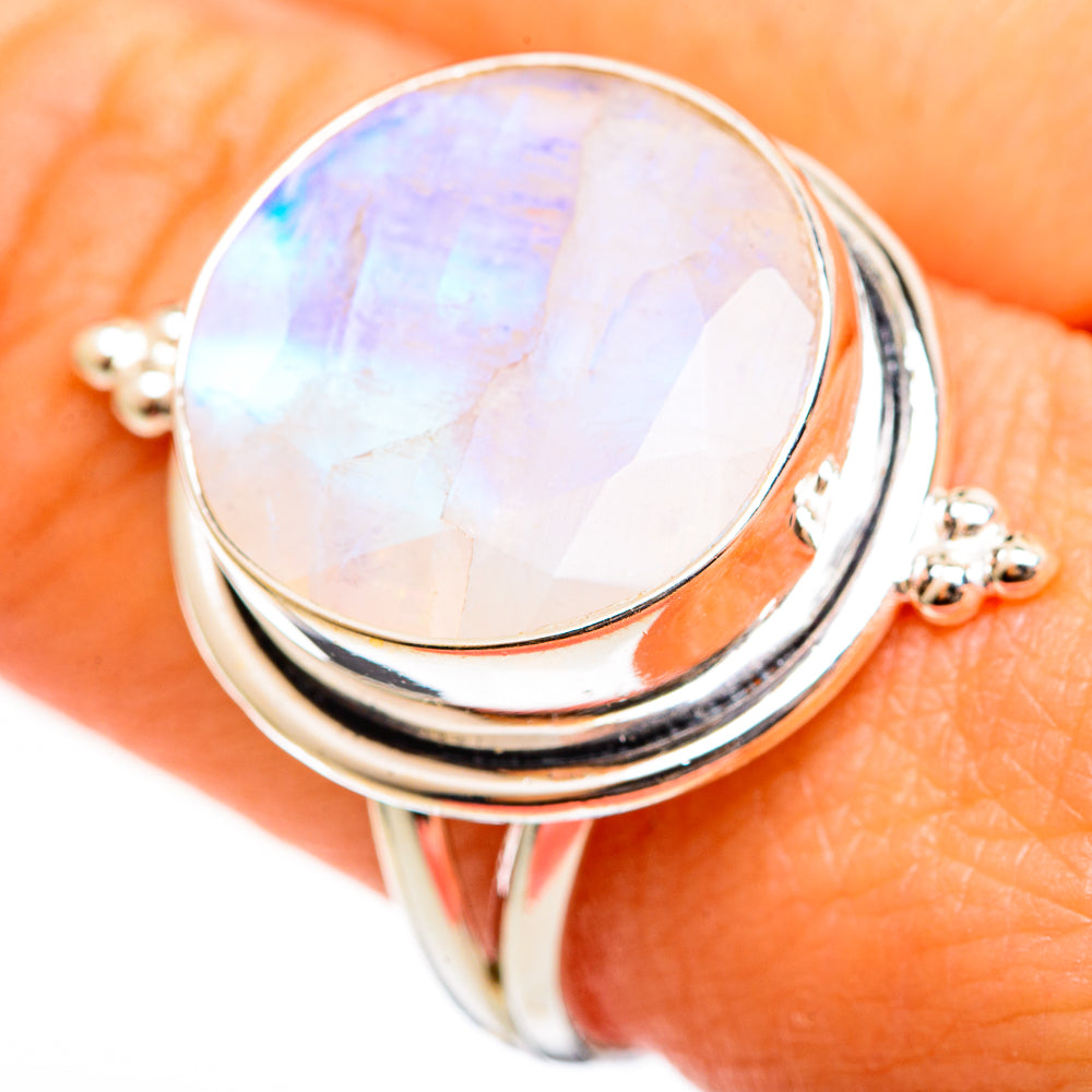 Rainbow Moonstone Rings handcrafted by Ana Silver Co - RING111072