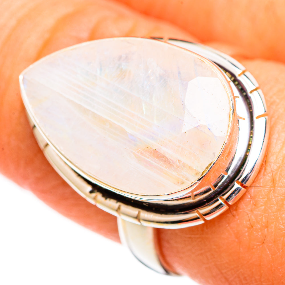 Rainbow Moonstone Rings handcrafted by Ana Silver Co - RING111073