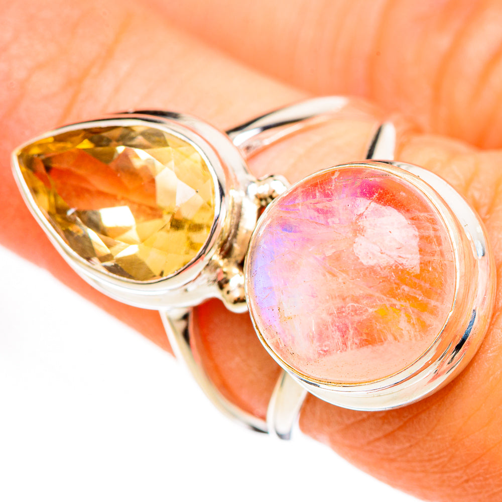 Pink Moonstone Rings handcrafted by Ana Silver Co - RING111076