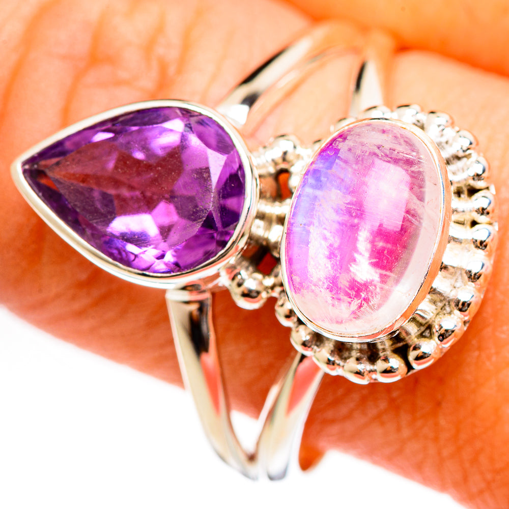 Pink Moonstone Rings handcrafted by Ana Silver Co - RING111077