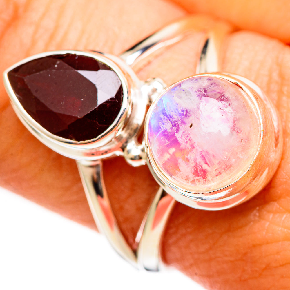 Pink Moonstone Rings handcrafted by Ana Silver Co - RING111078