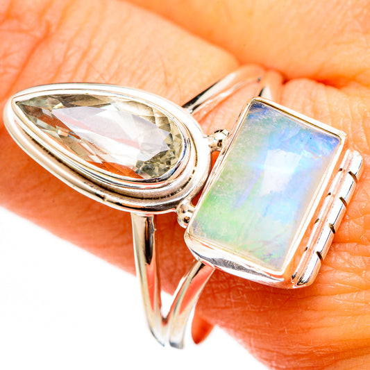 Green Moonstone Rings handcrafted by Ana Silver Co - RING111083