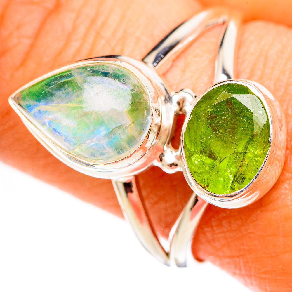 Green Moonstone Rings handcrafted by Ana Silver Co - RING111085