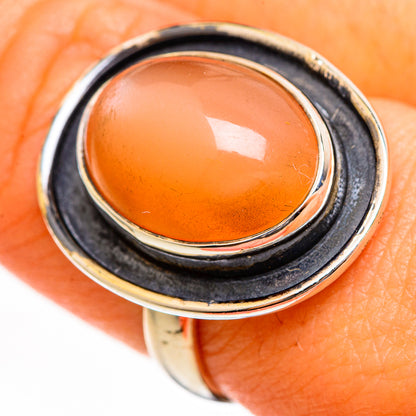 Peach Moonstone Rings handcrafted by Ana Silver Co - RING111089