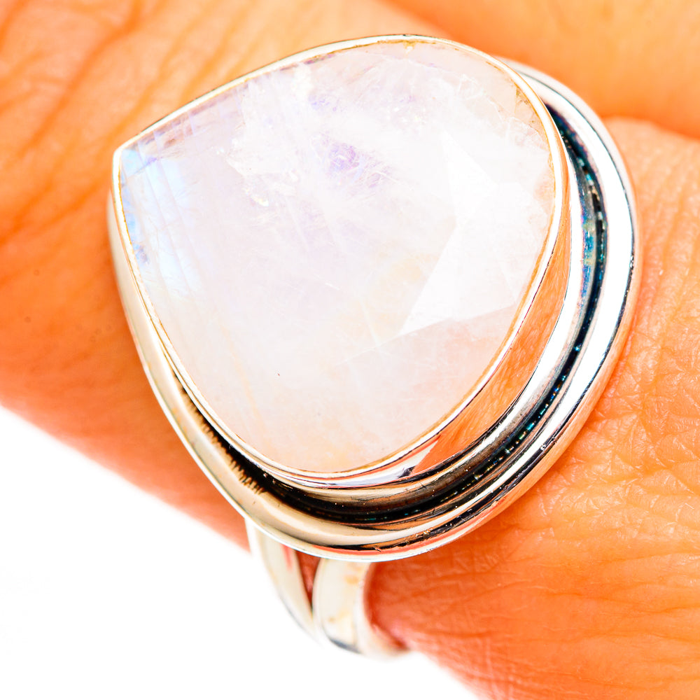 Rainbow Moonstone Rings handcrafted by Ana Silver Co - RING111099