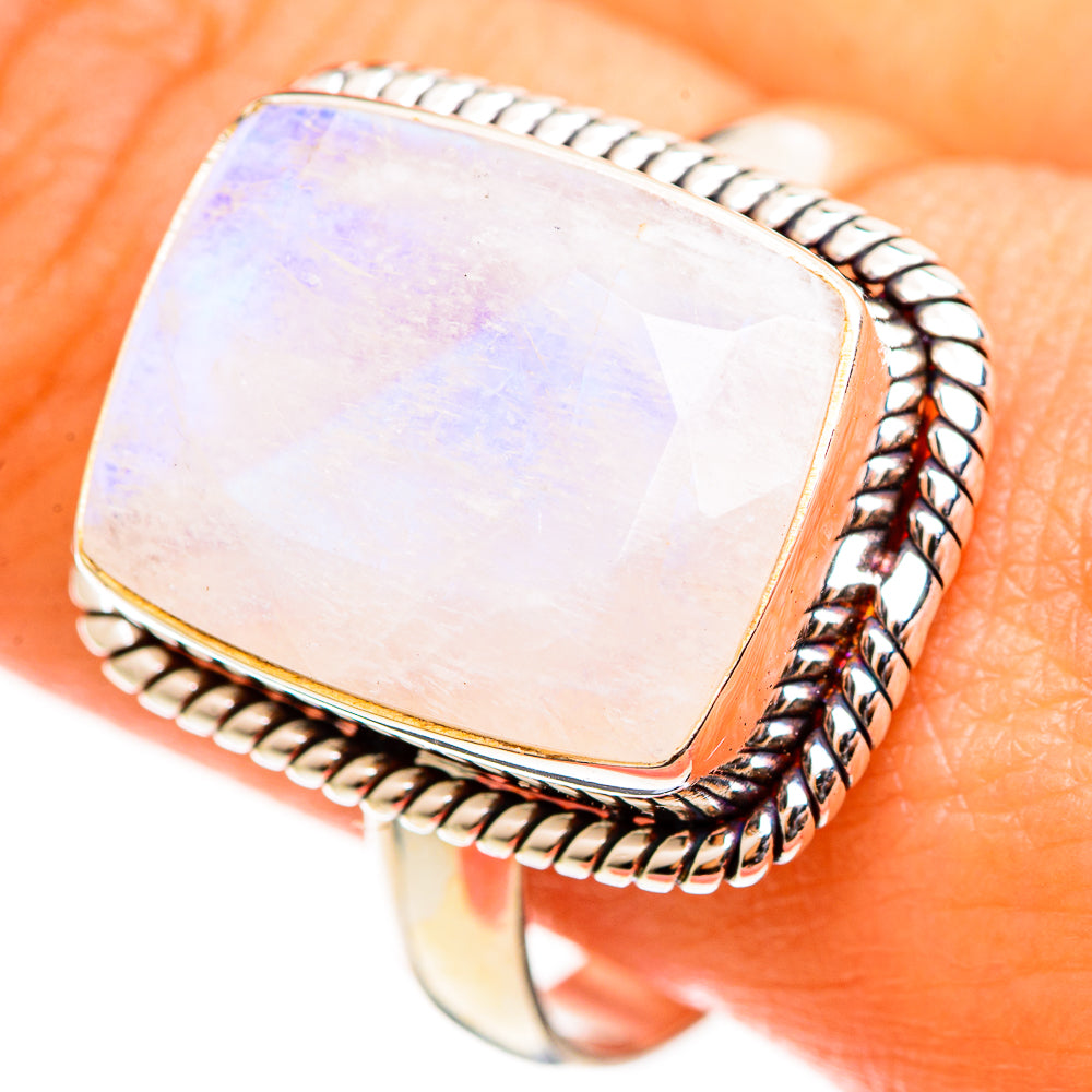 Rainbow Moonstone Rings handcrafted by Ana Silver Co - RING111100