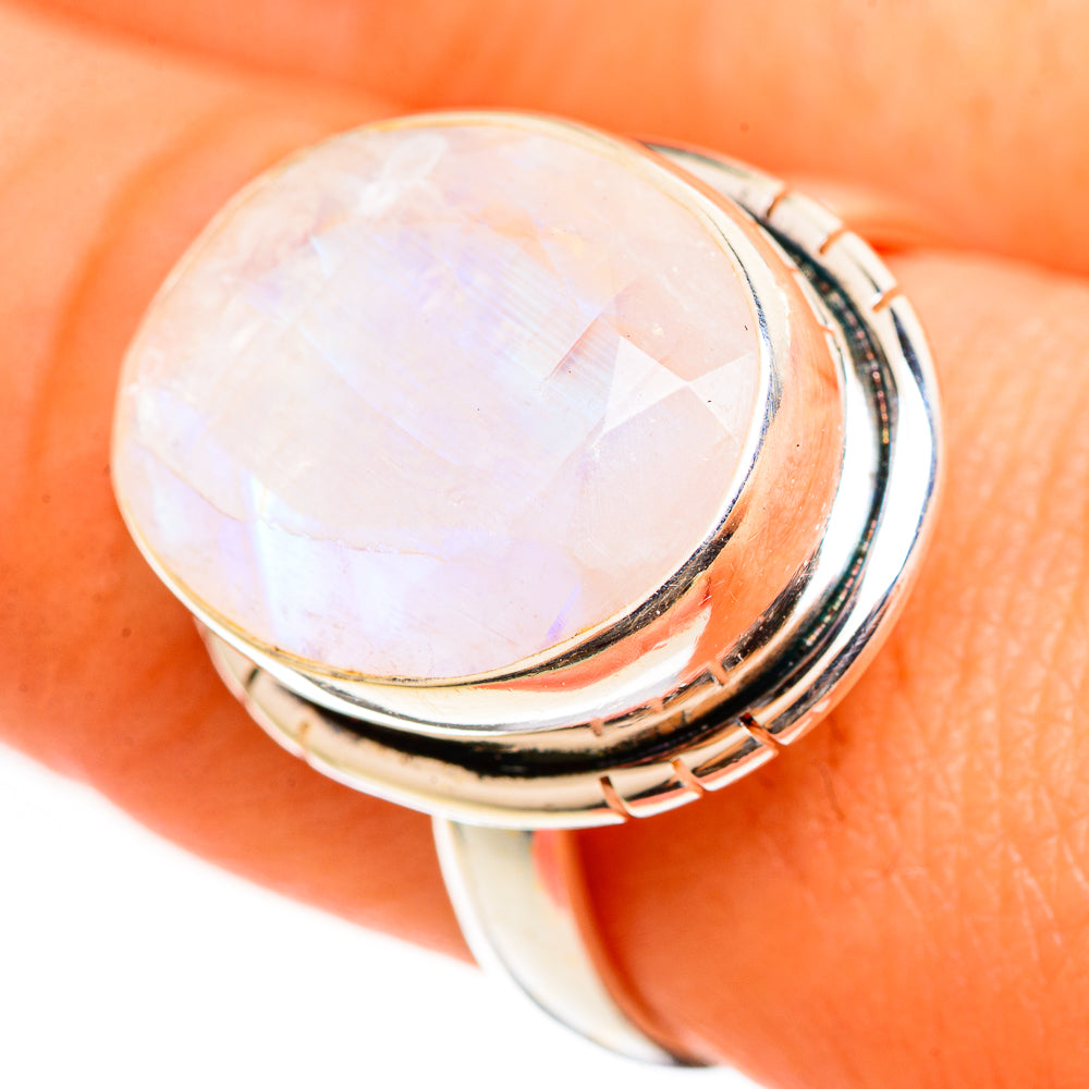 Rainbow Moonstone Rings handcrafted by Ana Silver Co - RING111101