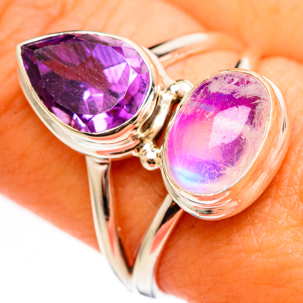Pink Moonstone Rings handcrafted by Ana Silver Co - RING111105
