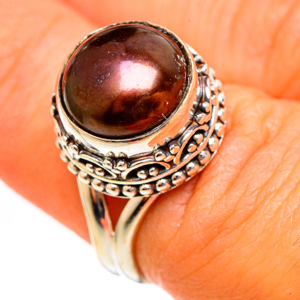 Titanium Pearl Rings handcrafted by Ana Silver Co - RING111116