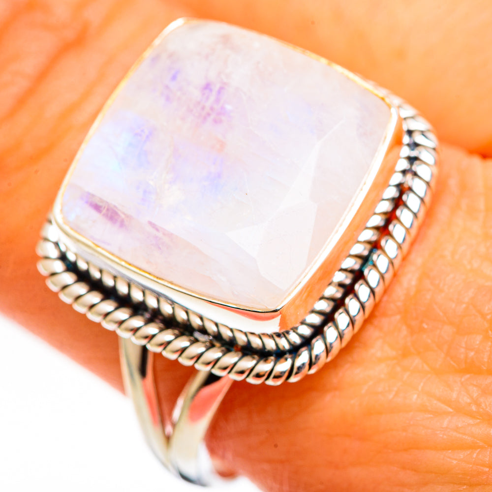 Rainbow Moonstone Rings handcrafted by Ana Silver Co - RING111127