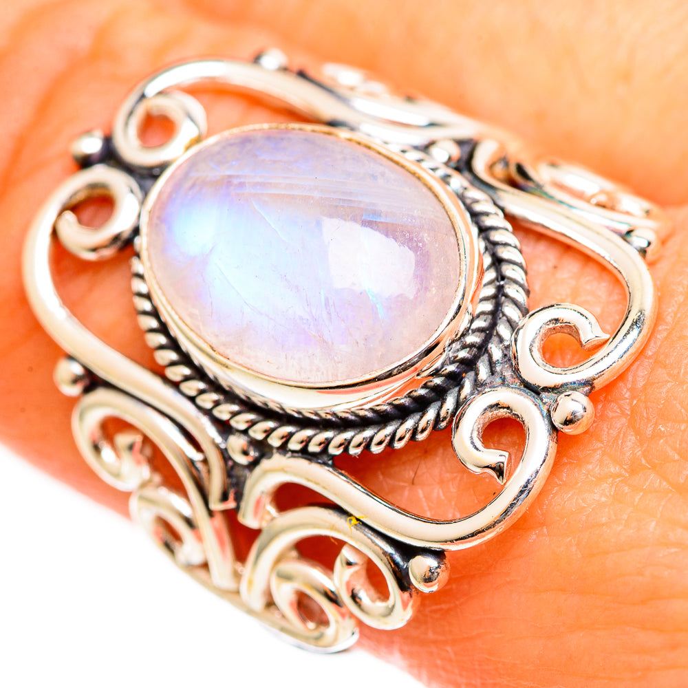 Rainbow Moonstone Rings handcrafted by Ana Silver Co - RING111128