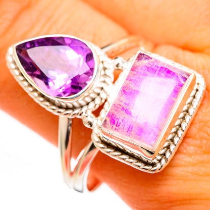 Pink Moonstone Rings handcrafted by Ana Silver Co - RING111129