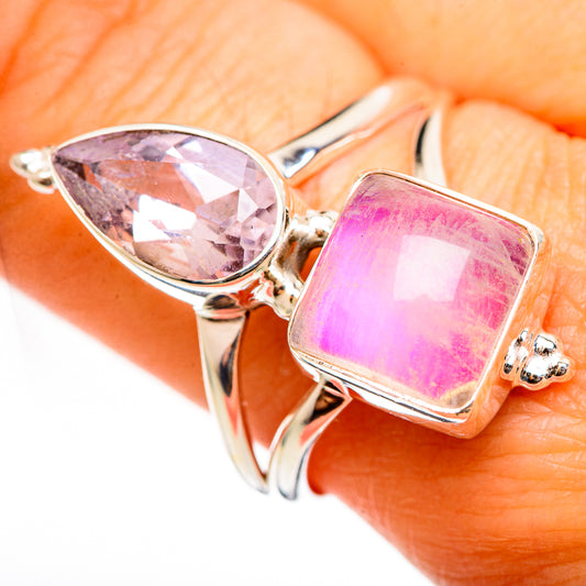 Pink Moonstone Rings handcrafted by Ana Silver Co - RING111132
