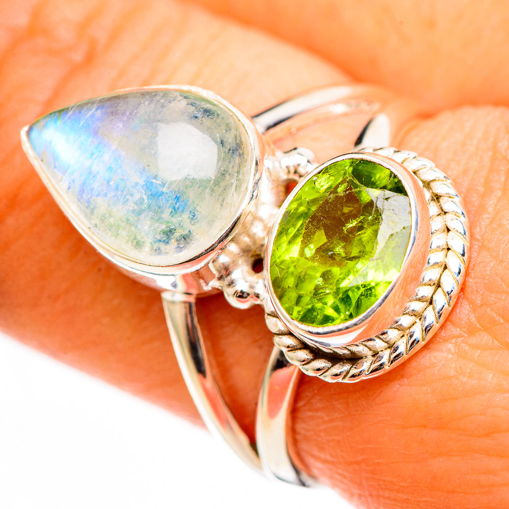 Rainbow Moonstone Rings handcrafted by Ana Silver Co - RING111139