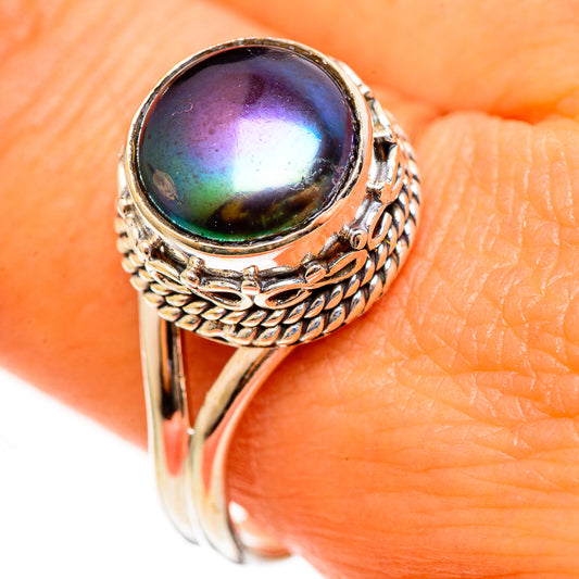 Titanium Pearl Rings handcrafted by Ana Silver Co - RING111148