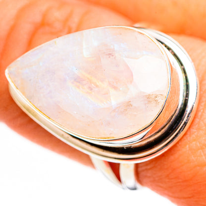 Rainbow Moonstone Rings handcrafted by Ana Silver Co - RING111152