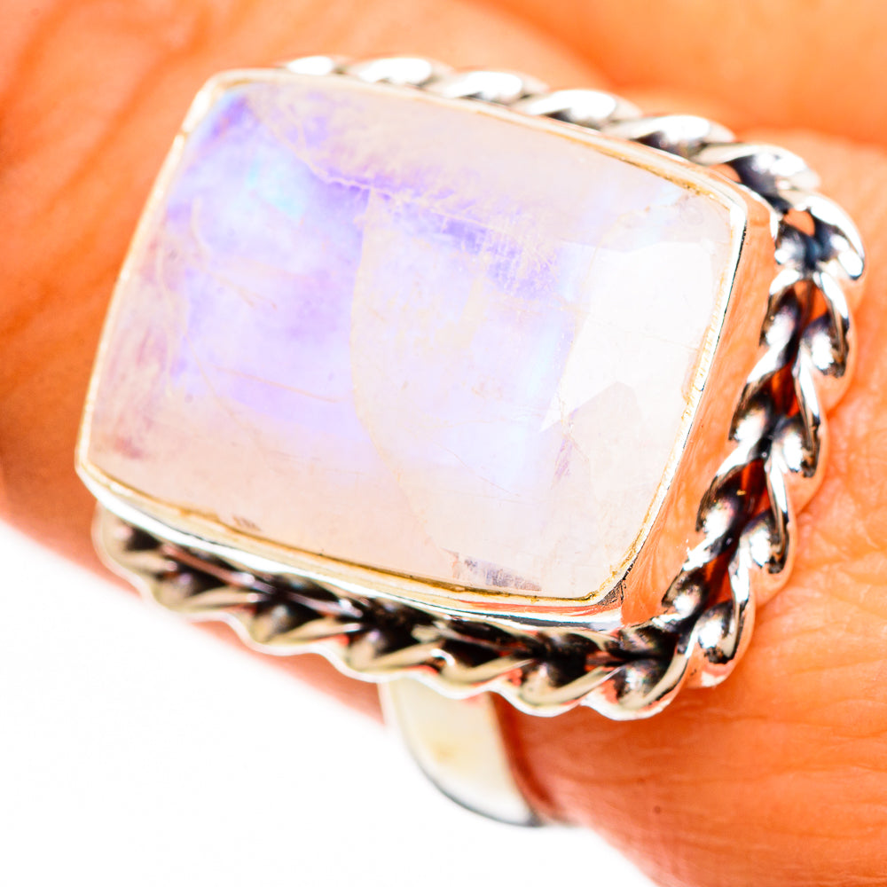 Rainbow Moonstone Rings handcrafted by Ana Silver Co - RING111154