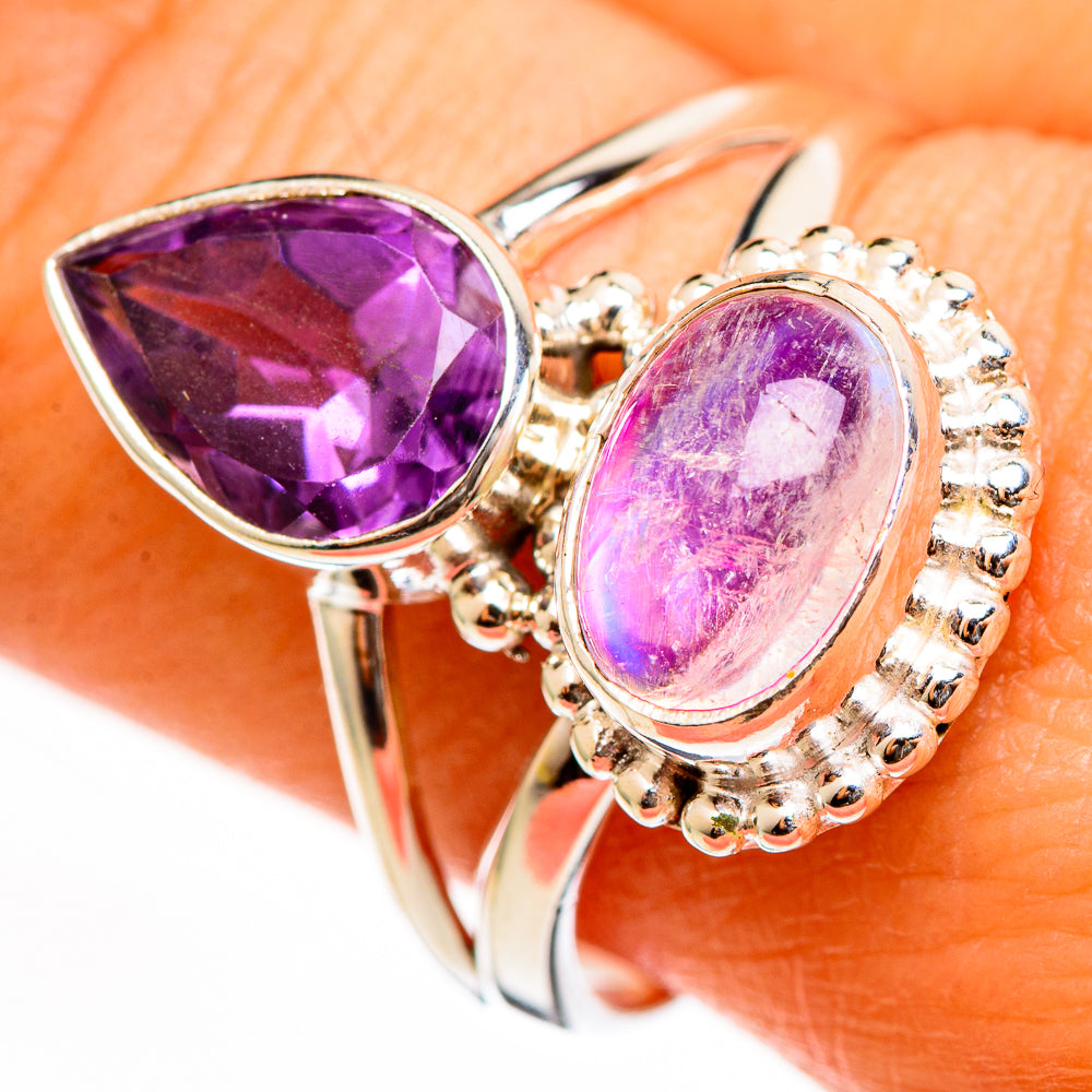 Pink Moonstone Rings handcrafted by Ana Silver Co - RING111157