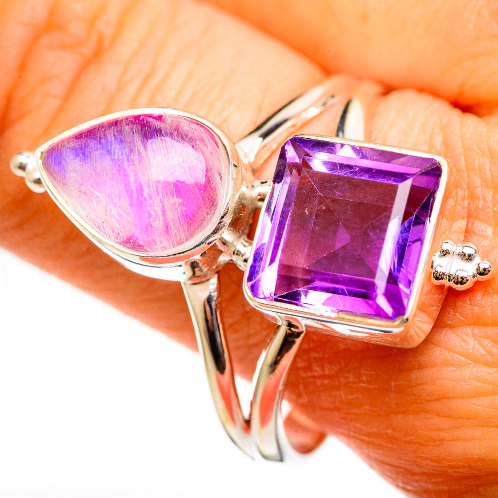 Pink Moonstone Rings handcrafted by Ana Silver Co - RING111158
