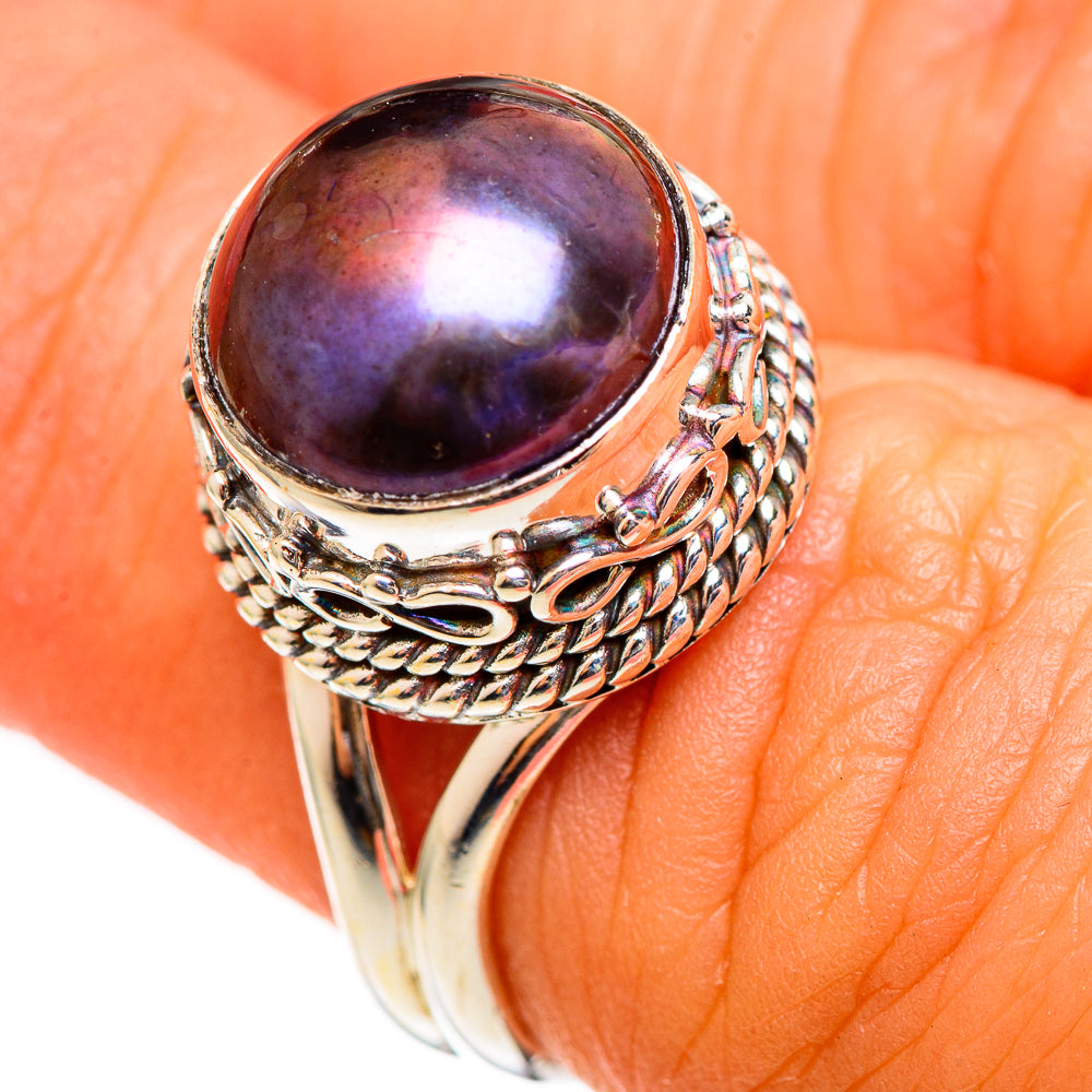 Titanium Pearl Rings handcrafted by Ana Silver Co - RING111174