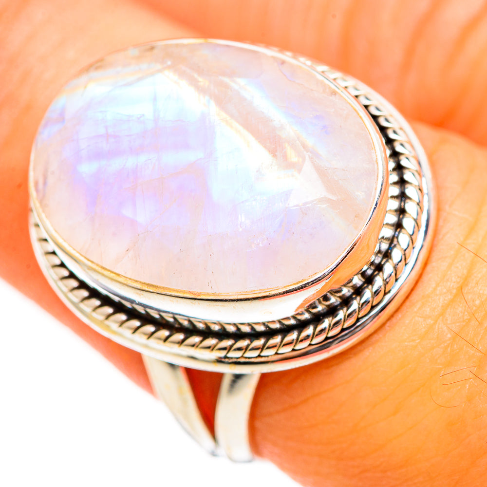 Rainbow Moonstone Rings handcrafted by Ana Silver Co - RING111180