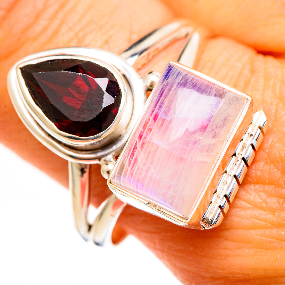 Pink Moonstone Rings handcrafted by Ana Silver Co - RING111184