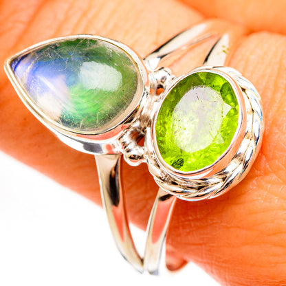 Green Moonstone Rings handcrafted by Ana Silver Co - RING111189