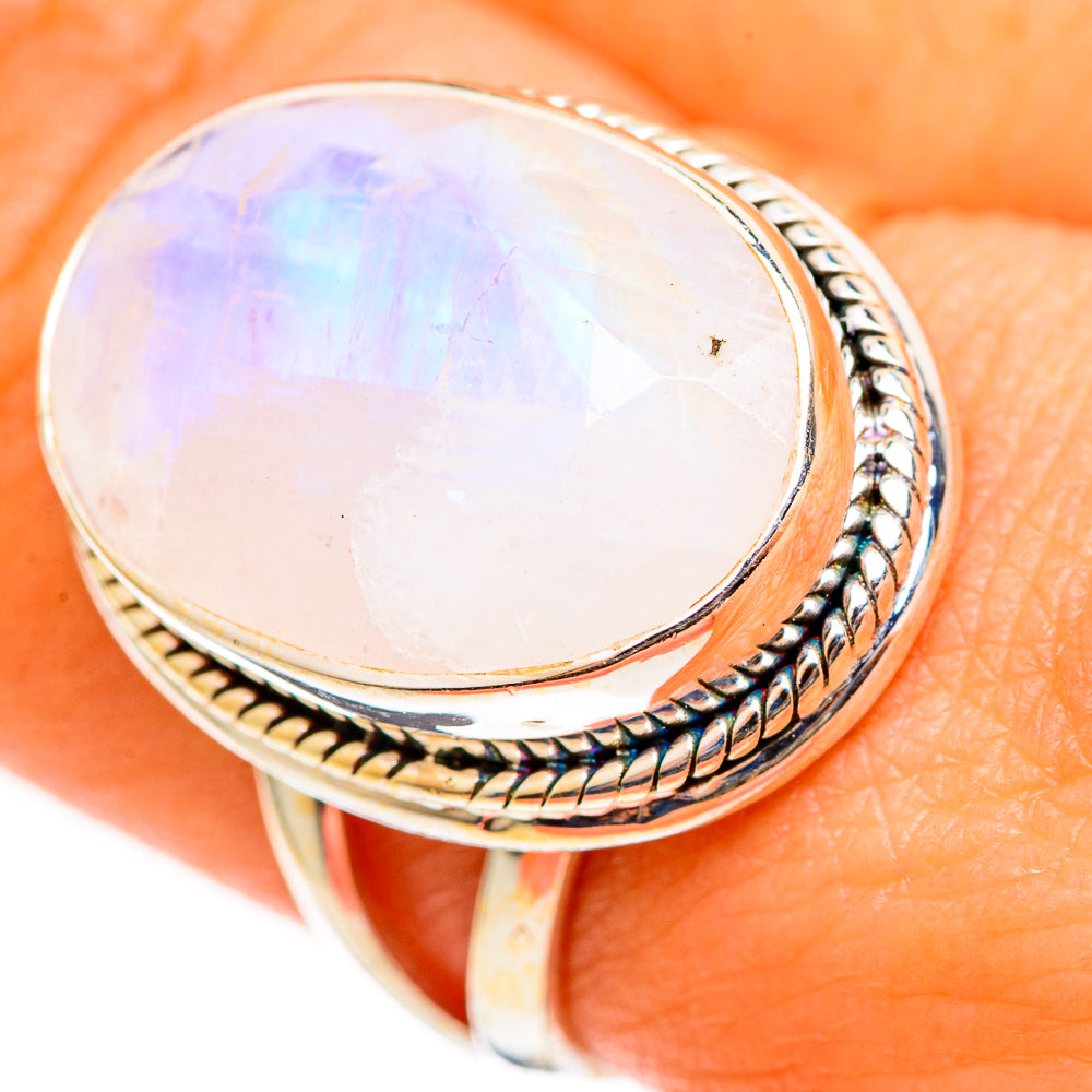 Rainbow Moonstone Rings handcrafted by Ana Silver Co - RING111201