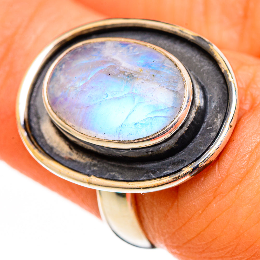 Rainbow Moonstone Rings handcrafted by Ana Silver Co - RING111203