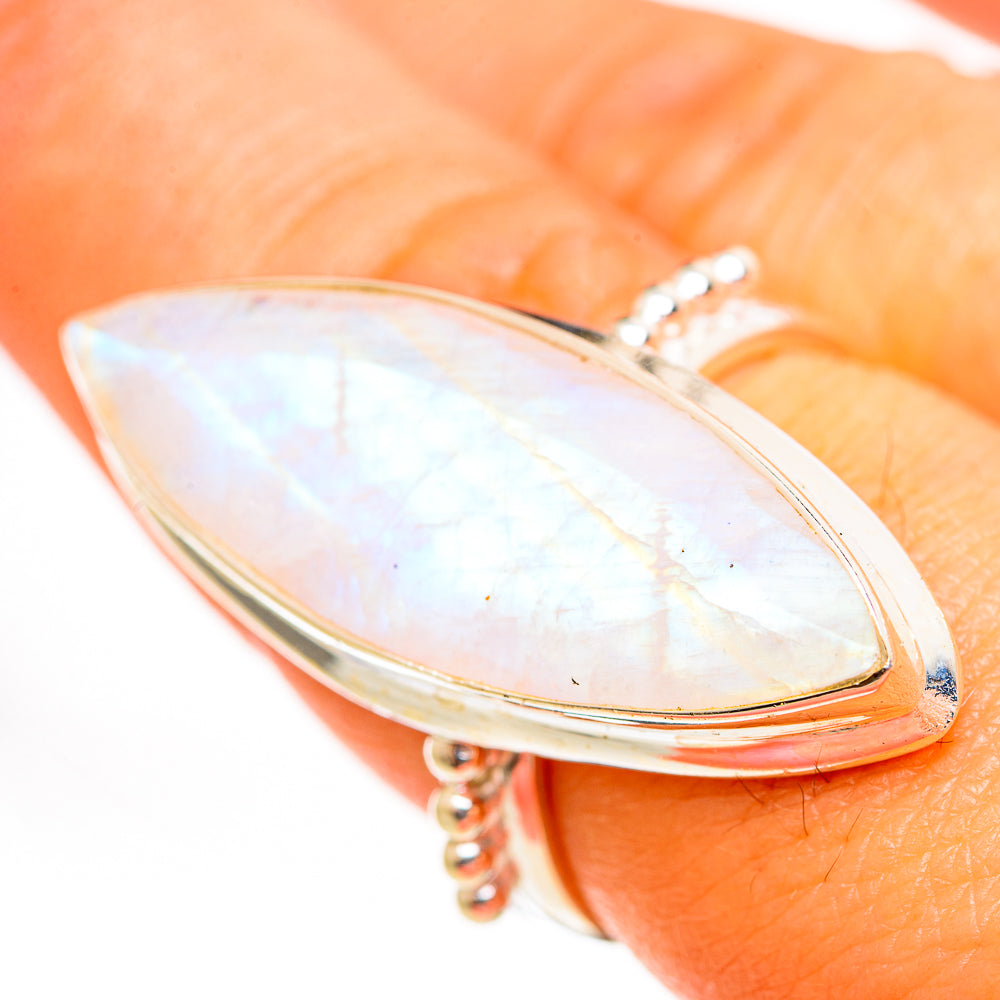Rainbow Moonstone Rings handcrafted by Ana Silver Co - RING111252