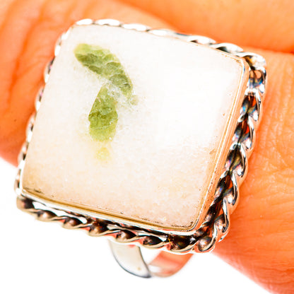 Green Tourmaline In Quartz Rings handcrafted by Ana Silver Co - RING111298