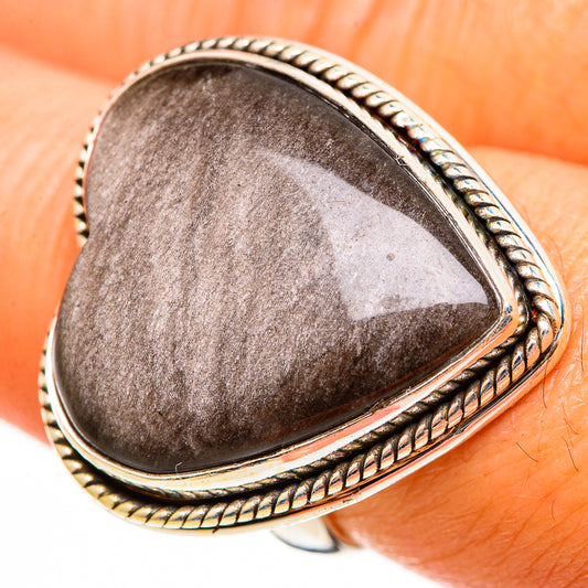 Gold Sheen Obsidian Rings handcrafted by Ana Silver Co - RING111665