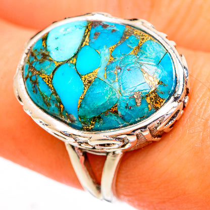 Blue Copper Composite Turquoise Rings handcrafted by Ana Silver Co - RING111753