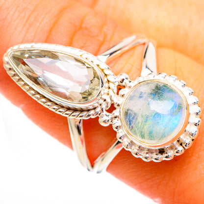Rainbow Moonstone Rings handcrafted by Ana Silver Co - RING111756