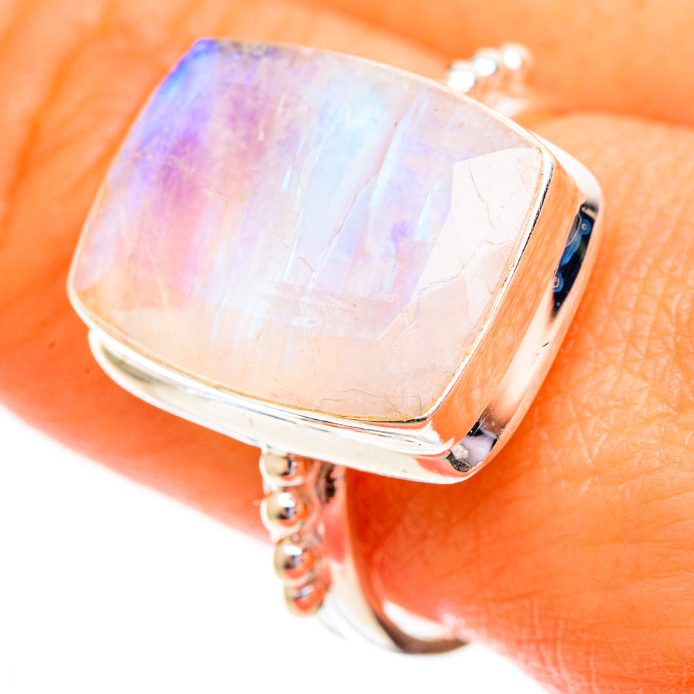 Rainbow Moonstone Rings handcrafted by Ana Silver Co - RING111774