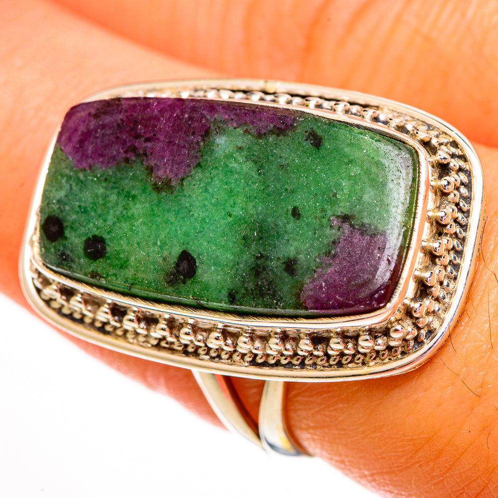 Ruby Zoisite Rings handcrafted by Ana Silver Co - RING111787