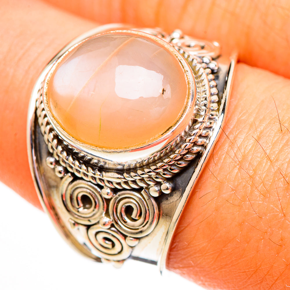 Peach Moonstone Rings handcrafted by Ana Silver Co - RING111793