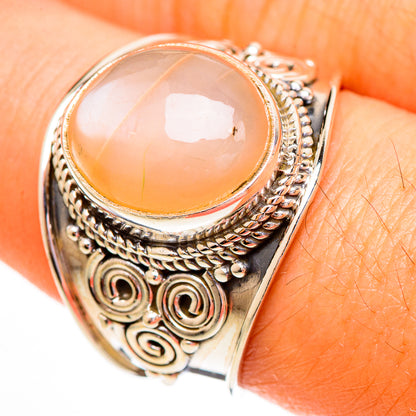 Peach Moonstone Rings handcrafted by Ana Silver Co - RING111793