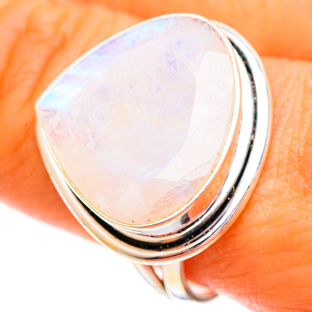 Rainbow Moonstone Rings handcrafted by Ana Silver Co - RING111803