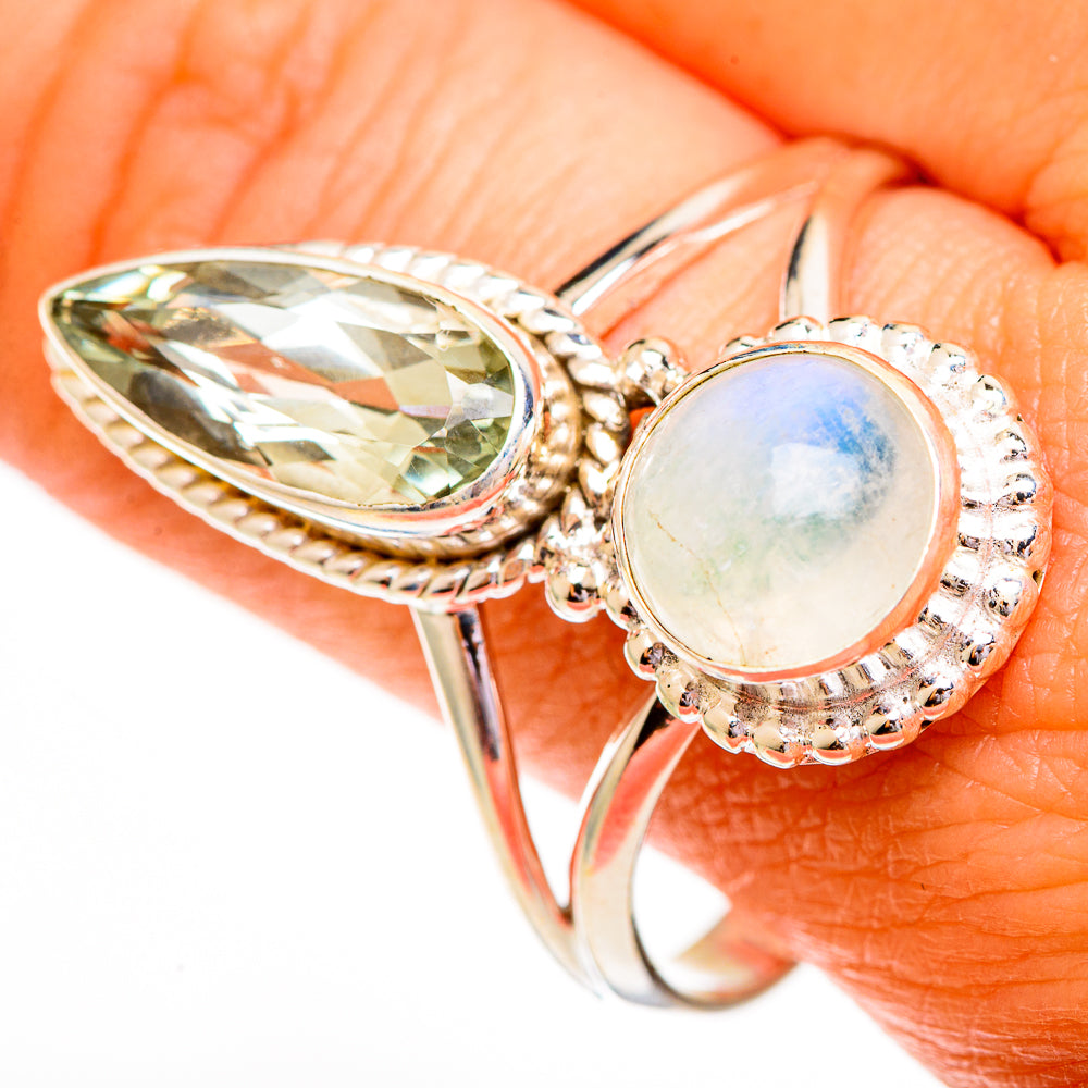 Green Moonstone Rings handcrafted by Ana Silver Co - RING111818