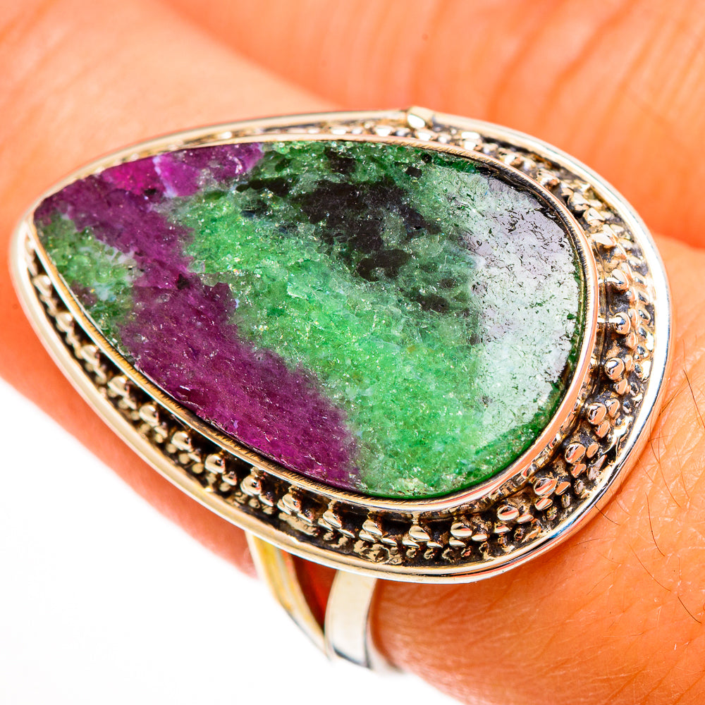 Ruby Zoisite Rings handcrafted by Ana Silver Co - RING111819