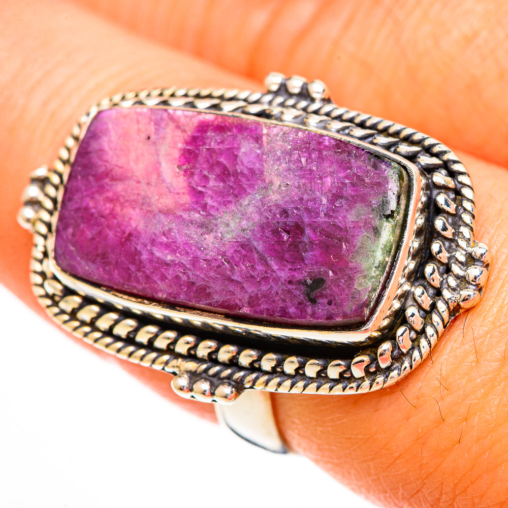 Ruby Zoisite Rings handcrafted by Ana Silver Co - RING111824