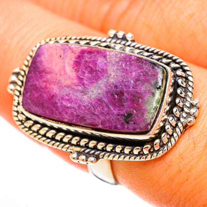 Ruby Zoisite Rings handcrafted by Ana Silver Co - RING111824