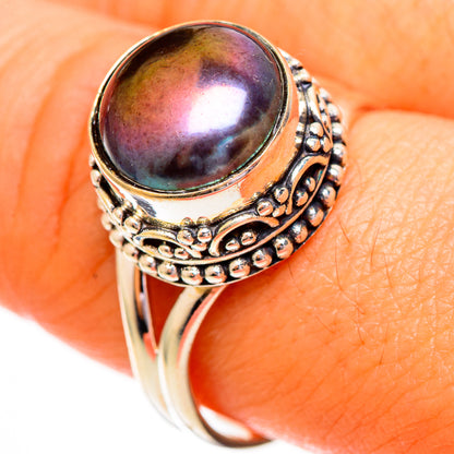 Titanium Pearl Rings handcrafted by Ana Silver Co - RING111828